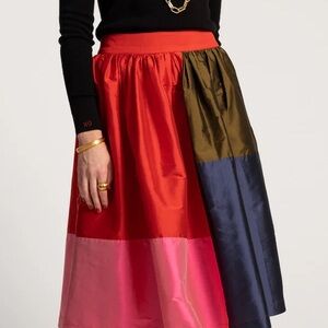 Frances Valentine Barbara Gathered Midi Multicolor A-Line Skirt.
Size Large